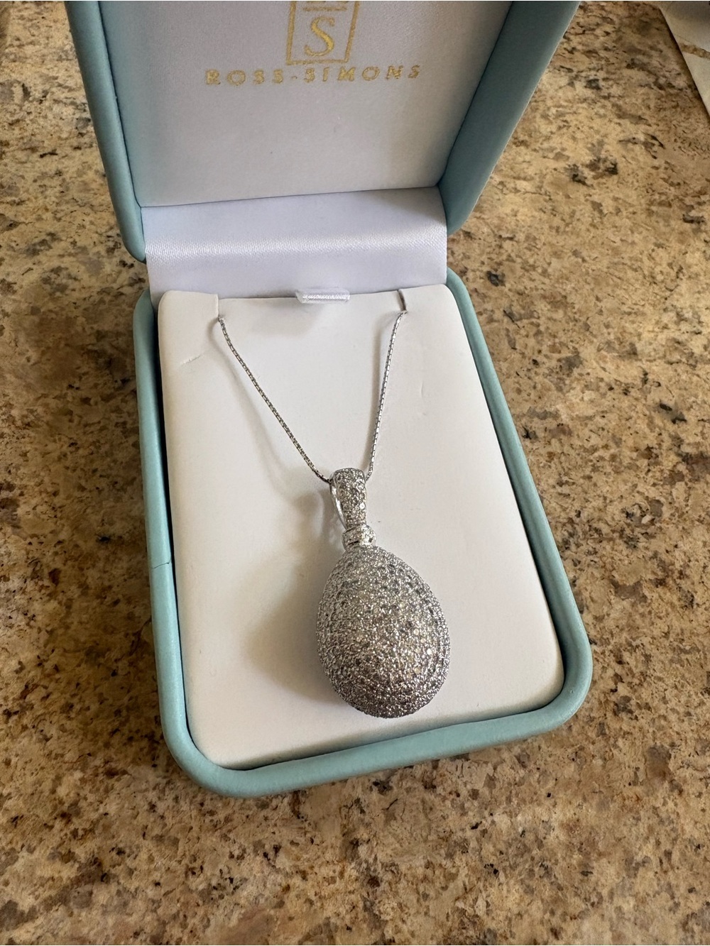 Ross-Simons Silver Pavé Egg Pendant on Chain